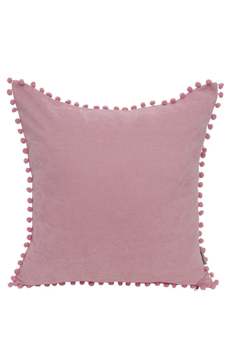 Solid Knit Throw Pillow Cover with Pom-poms, 18x18 Inches Modern Decorative Design Cushion Covers for Couch, Housewarming Gift,K-106 Maroon