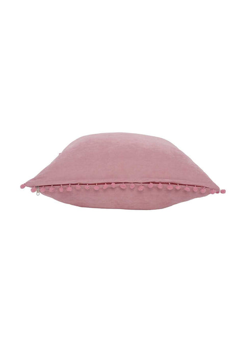 Solid Knit Throw Pillow Cover with Pom-poms, 18x18 Inches Modern Decorative Design Cushion Covers for Couch, Housewarming Gift,K-106 Maroon