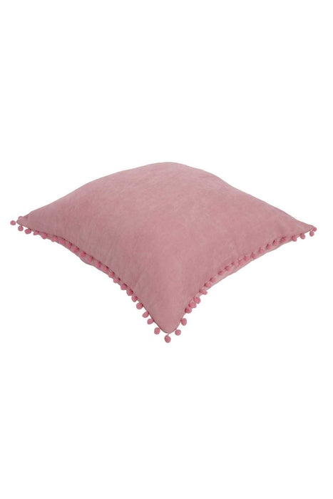 Solid Knit Throw Pillow Cover with Pom-poms, 18x18 Inches Modern Decorative Design Cushion Covers for Couch, Housewarming Gift,K-106 Maroon