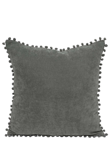 Solid Knit Throw Pillow Cover with Pom-poms, 18x18 Inches Modern Decorative Design Cushion Covers for Couch, Housewarming Gift,K-106