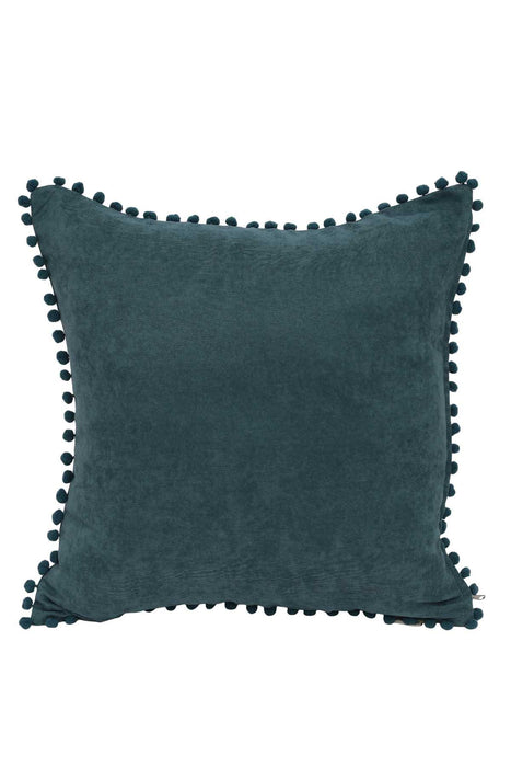 Solid Knit Throw Pillow Cover with Pom-poms, 18x18 Inches Modern Decorative Design Cushion Covers for Couch, Housewarming Gift,K-106 Maroon