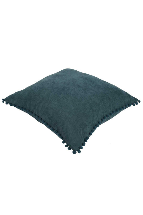 غطاء وسادة متماسكة صلبة مع كرات بوم بومس، 18 × 18 بوصة أغطية وسائد بتصميم زخرفي حديث للأريكة، هدية الانتقال لمنزل جديد، K-106