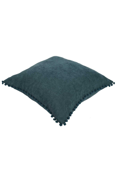 Solid Knit Throw Pillow Cover with Pom-poms, 18x18 Inches Modern Decorative Design Cushion Covers for Couch, Housewarming Gift,K-106 Maroon
