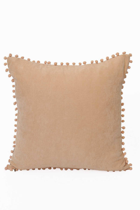 Solid Knit Throw Pillow Cover with Pom-poms, 18x18 Inches Modern Decorative Design Cushion Covers for Couch, Housewarming Gift,K-106 Maroon