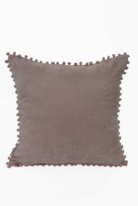Solid Knit Throw Pillow Cover with Pom-poms, 18x18 Inches Modern Decorative Design Cushion Covers for Couch, Housewarming Gift,K-106 Maroon
