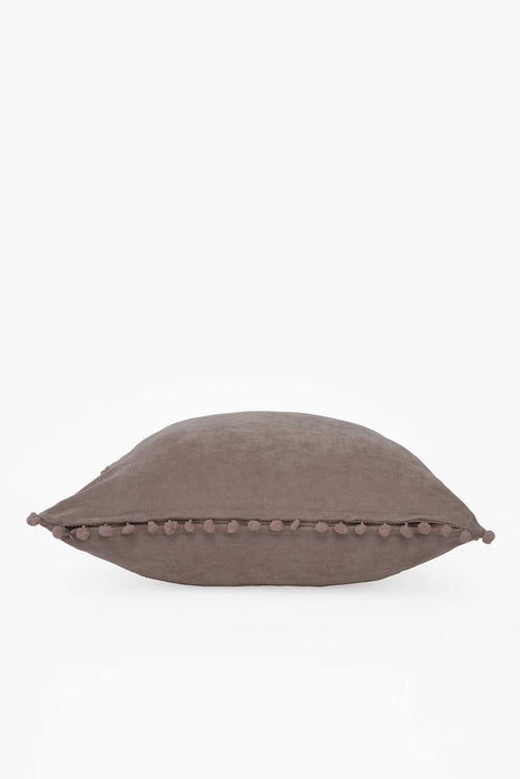 Solid Knit Throw Pillow Cover with Pom-poms, 18x18 Inches Modern Decorative Design Cushion Covers for Couch, Housewarming Gift,K-106 Maroon