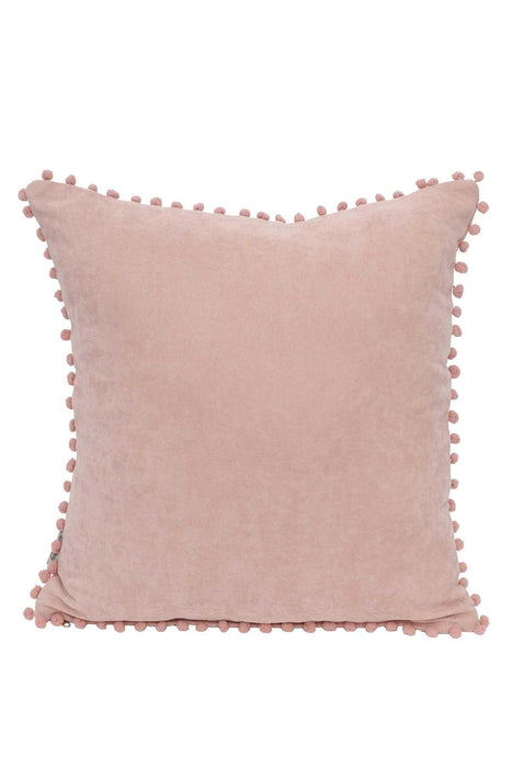 Solid Knit Throw Pillow Cover with Pom-poms, 18x18 Inches Modern Decorative Design Cushion Covers for Couch, Housewarming Gift,K-106 Maroon