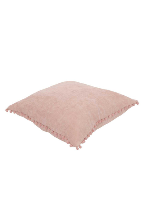 Solid Knit Throw Pillow Cover with Pom-poms, 18x18 Inches Modern Decorative Design Cushion Covers for Couch, Housewarming Gift,K-106 Maroon