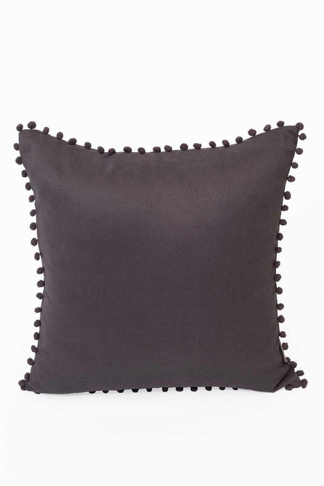 Solid Knit Throw Pillow Cover with Pom-poms, 18x18 Inches Modern Decorative Design Cushion Covers for Couch, Housewarming Gift,K-106 Maroon