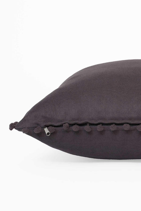 Solid Knit Throw Pillow Cover with Pom-poms, 18x18 Inches Modern Decorative Design Cushion Covers for Couch, Housewarming Gift,K-106 Maroon