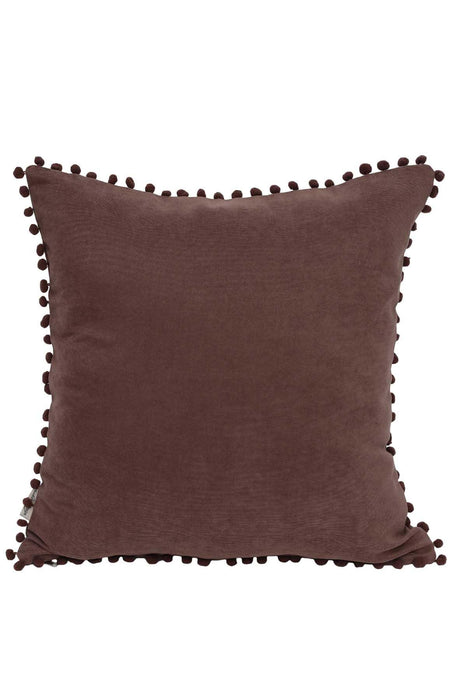 Solid Knit Throw Pillow Cover with Pom-poms, 18x18 Inches Modern Decorative Design Cushion Covers for Couch, Housewarming Gift,K-106 Maroon