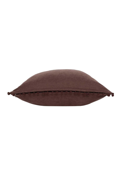 Solid Knit Throw Pillow Cover with Pom-poms, 18x18 Inches Modern Decorative Design Cushion Covers for Couch, Housewarming Gift,K-106 Maroon