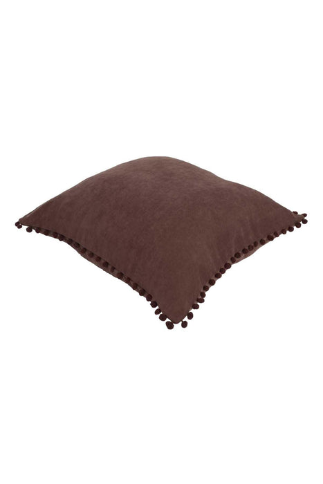 Solid Knit Throw Pillow Cover with Pom-poms, 18x18 Inches Modern Decorative Design Cushion Covers for Couch, Housewarming Gift,K-106 Maroon