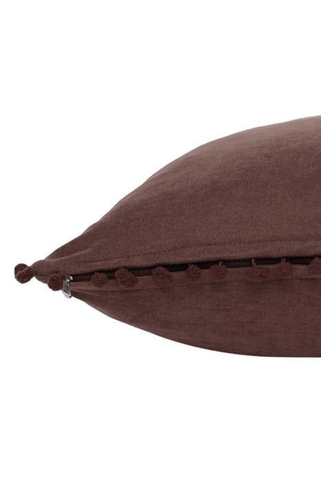 Solid Knit Throw Pillow Cover with Pom-poms, 18x18 Inches Modern Decorative Design Cushion Covers for Couch, Housewarming Gift,K-106 Maroon