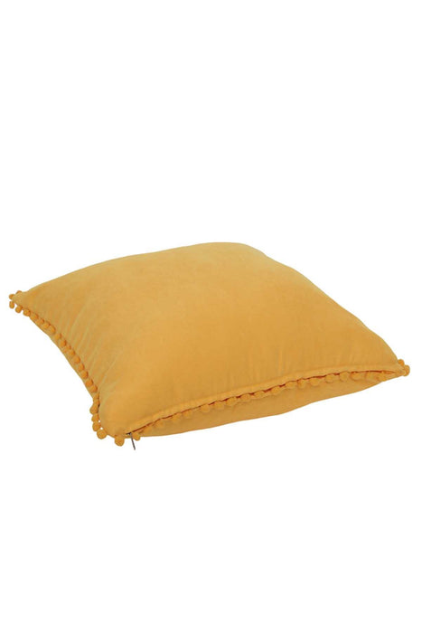 Solid Knit Throw Pillow Cover with Pom-poms, 18x18 Inches Modern Decorative Design Cushion Covers for Couch, Housewarming Gift,K-106 Yellow