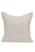 Solid Knit Throw Pillow Cover with Pom-poms, 18x18 Inches Modern Decorative Design Cushion Covers for Couch, Housewarming Gift,K-106 Ecru