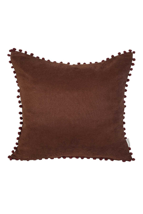 Solid Knit Throw Pillow Cover with Pom-poms, 18x18 Inches Modern Decorative Design Cushion Covers for Couch, Housewarming Gift,K-106 Ecru