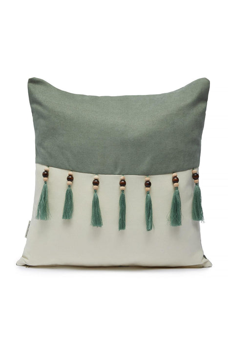 Boho Decorative Throw Pillow Covers with Tassels and Chaplet, 18 x 18 inch Modern Design Polyester Cushion Covers for Couch,K-100
