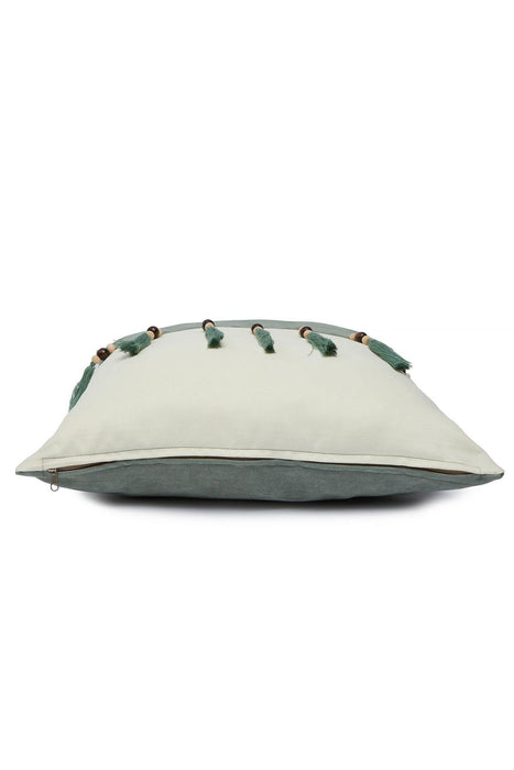 Boho Decorative Throw Pillow Covers with Tassels and Chaplet, 18 x 18 inch Modern Design Polyester Cushion Covers for Couch,K-100