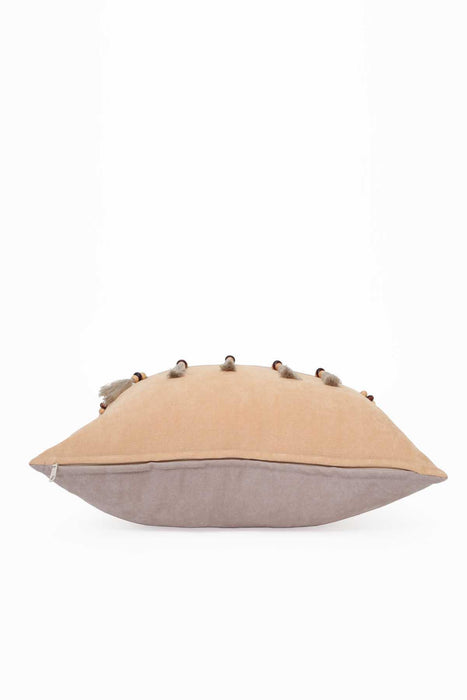 Boho Decorative Throw Pillow Covers with Tassels and Chaplet, 18 x 18 inch Modern Design Polyester Cushion Covers for Couch,K-100