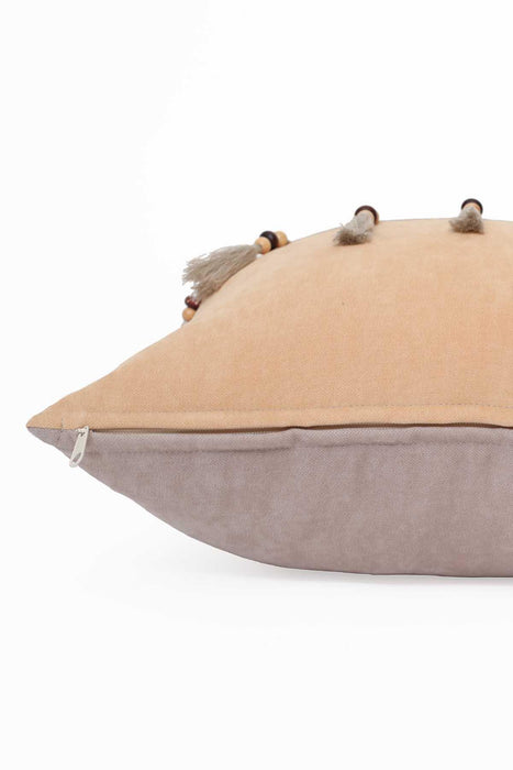 Boho Decorative Throw Pillow Covers with Tassels and Chaplet, 18 x 18 inch Modern Design Polyester Cushion Covers for Couch,K-100