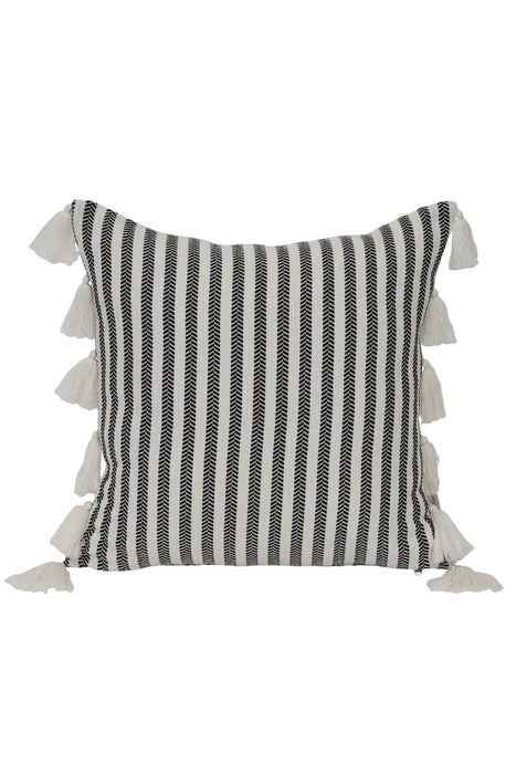 Decorative Striped Cotton Throw Pillow Cover with Tassels, 18x18 Cushion Cover with Traditional Anatolian Peshtemal Look,K-132