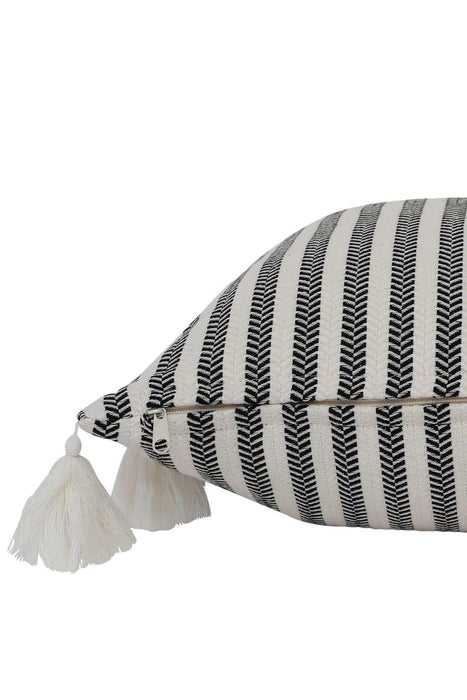 Decorative Striped Cotton Throw Pillow Cover with Tassels, 18x18 Cushion Cover with Traditional Anatolian Peshtemal Look,K-132