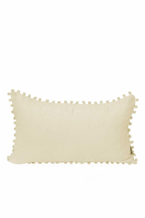 Solid Boho Decorative Pillow Cover with Pom-poms, 20x12 Inches Rectangle Large and Soft Comfortable Lumbar Pillow Cover,K-110