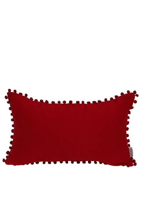 Solid Boho Decorative Pillow Cover with Pom-poms, 20x12 Inches Rectangle Large and Soft Comfortable Lumbar Pillow Cover,K-110