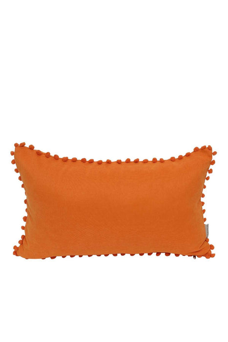 Solid Boho Decorative Pillow Cover with Pom-poms, 20x12 Inches Rectangle Large and Soft Comfortable Lumbar Pillow Cover,K-110