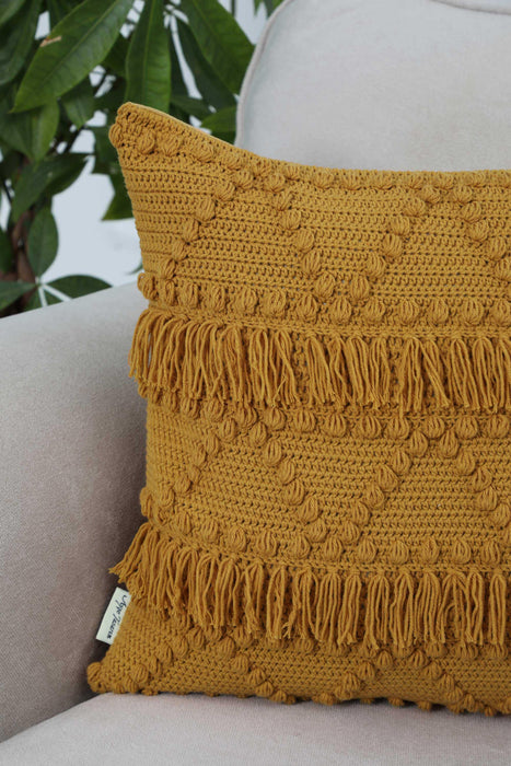 Boho Square Decorative Throw Pillow Covers with Pom-poms and Tassels 45 x 45 cm (18 x 18 inch) Cushion Covers for Couch Pillow Case for Sofa Couch,K-267