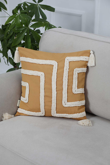 Boho Square Decorative Throw Pillow Covers with Pom-poms and Tassels 45 x 45 cm (18 x 18 inch) Cushion Covers for Couch Pillow Case for Sofa Couch,K-268