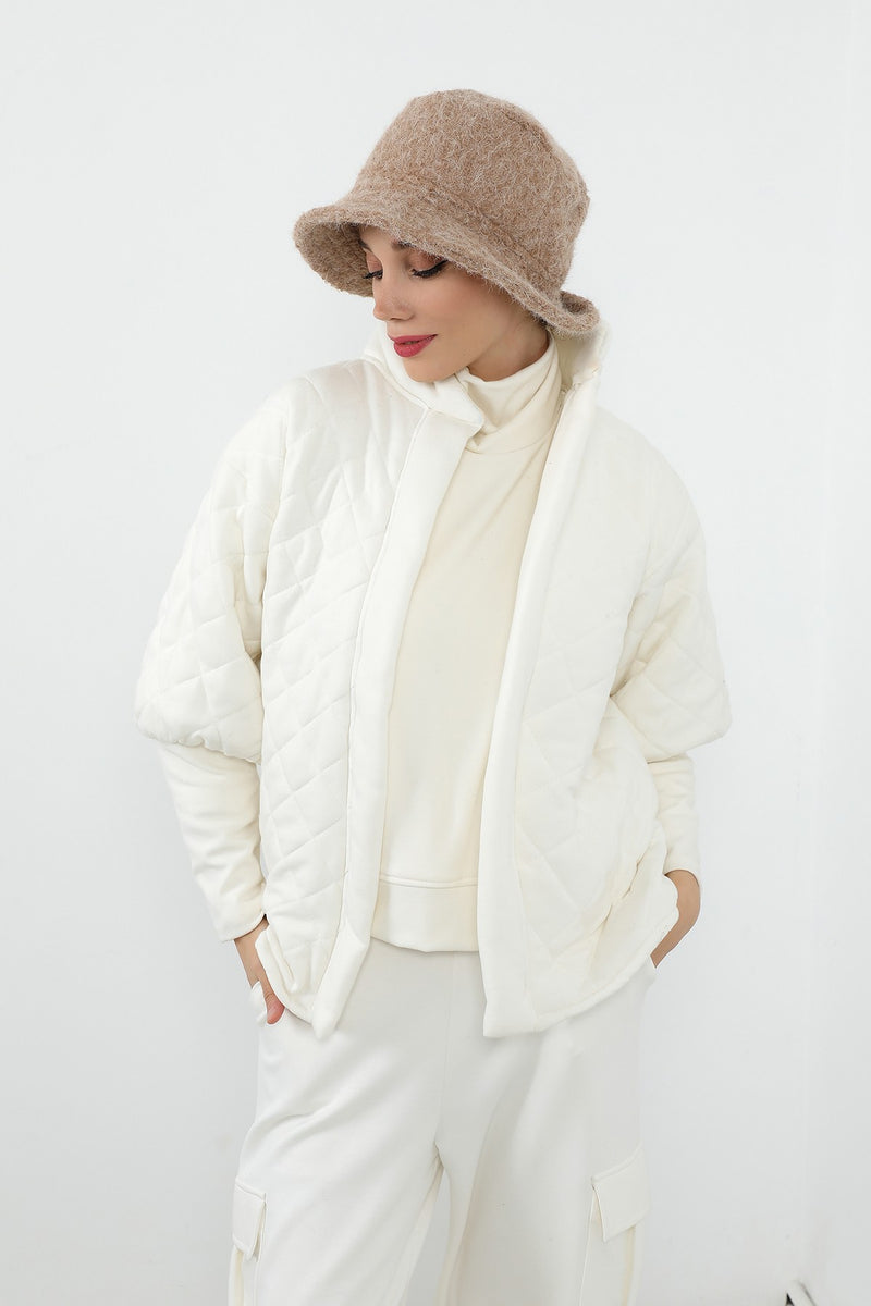 Bouclé Wool Winter Bucket Hat, Soft Textured Cozy Modest-Friendly Hat,B-99TK