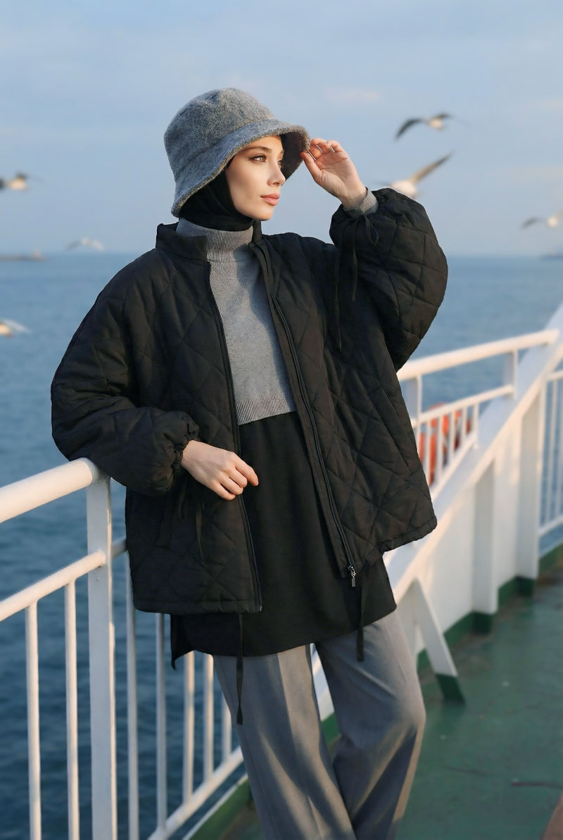 Bouclé Wool Winter Bucket Hat, Soft Textured Cozy Modest-Friendly Hat,B-99TK