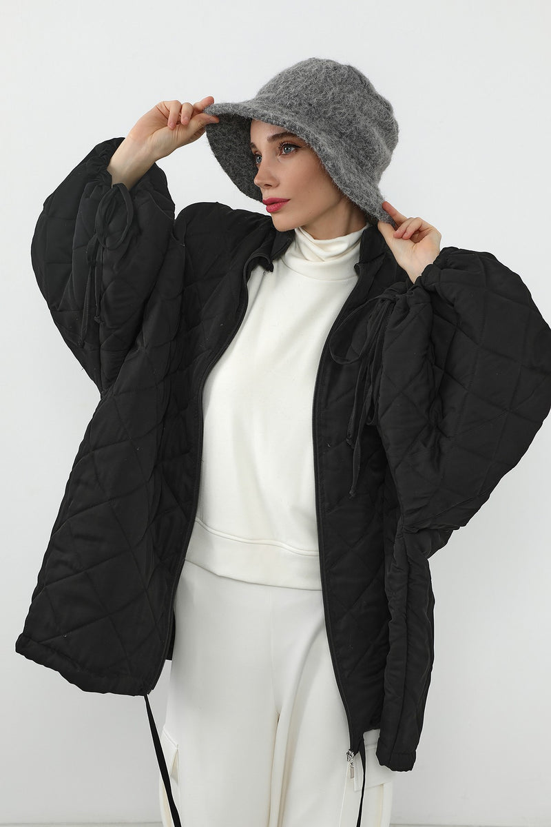 Bouclé Wool Winter Bucket Hat, Soft Textured Cozy Modest-Friendly Hat,B-99TK