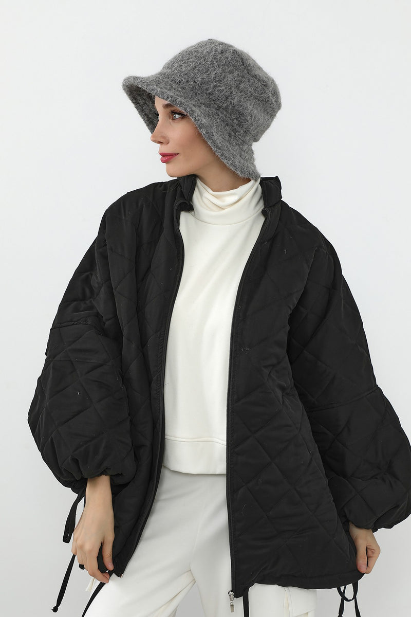 Bouclé Wool Winter Bucket Hat, Soft Textured Cozy Modest-Friendly Hat,B-99TK