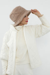 Bouclé Wool Winter Bucket Hat, Soft Textured Cozy Modest-Friendly Hat,B-99TK