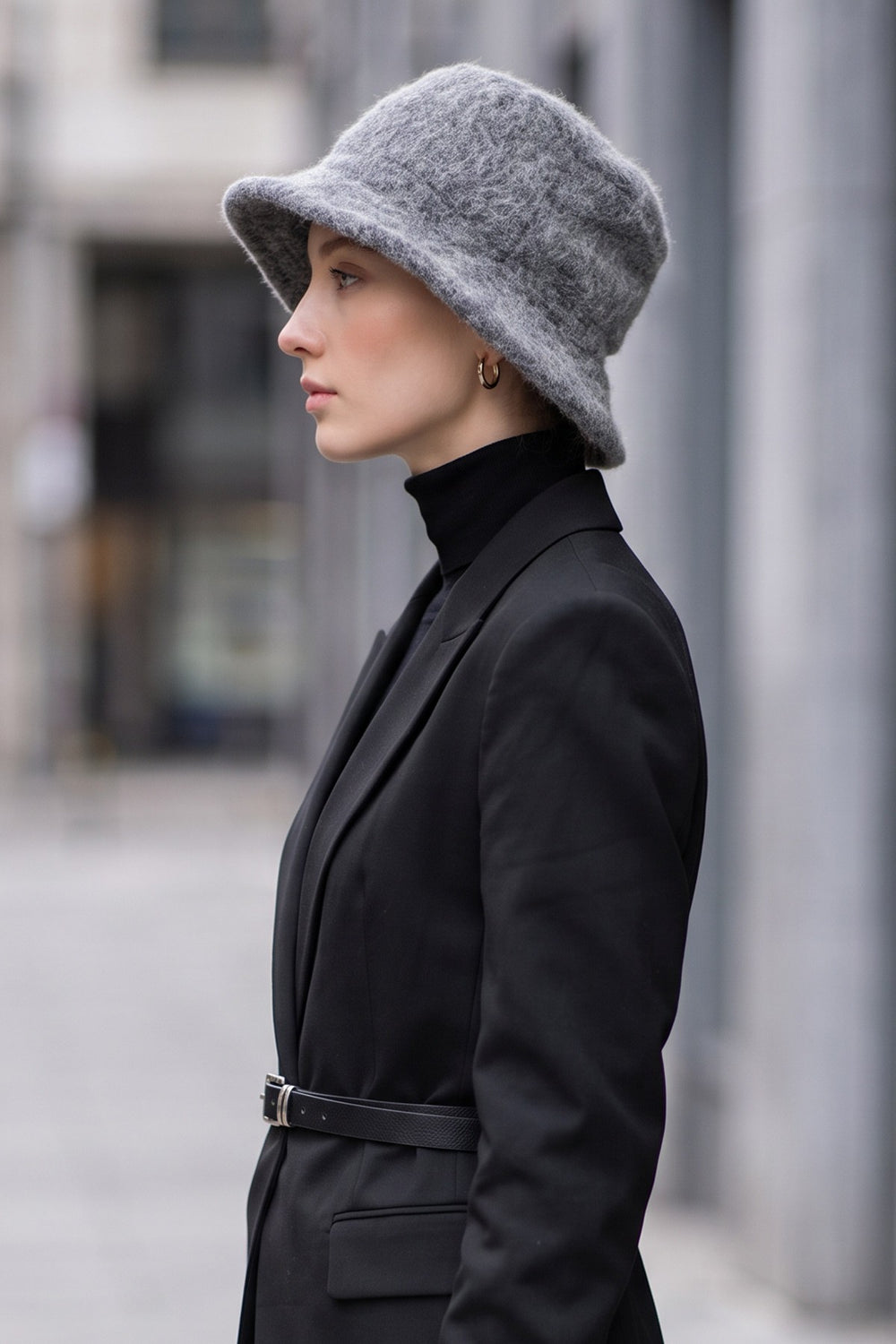 Bouclé Wool Winter Bucket Hat, Soft Textured Cozy Modest-Friendly Hat,B-99TK