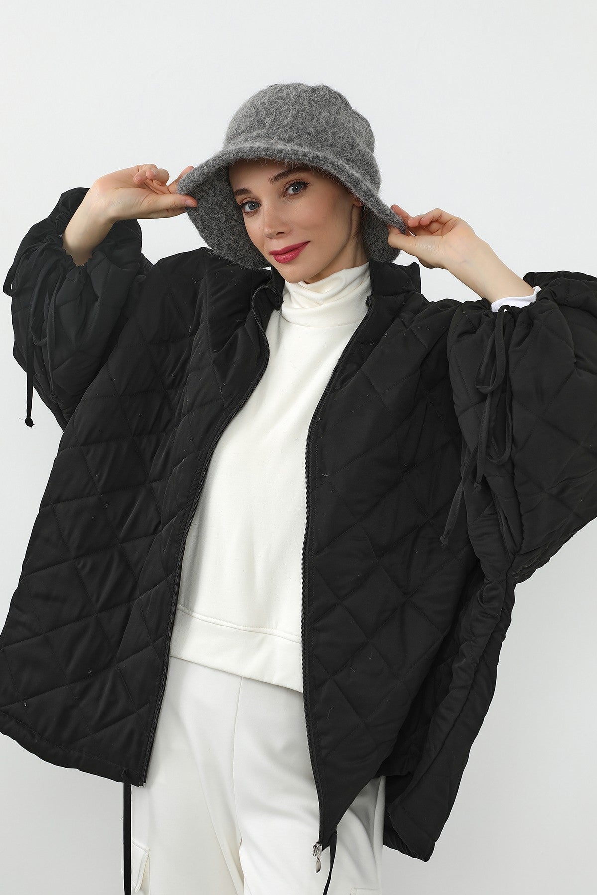 Bouclé Wool Winter Bucket Hat, Soft Textured Cozy Modest-Friendly Hat,B-99TK