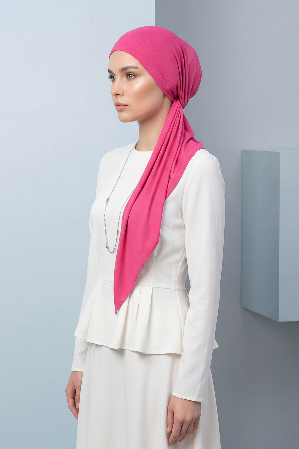 Breathable Cotton Hijab Scarf – Lightweight, Stretch, No-Slip Triangle Scarf for Everyday Comfort,B-41 Fuchsia