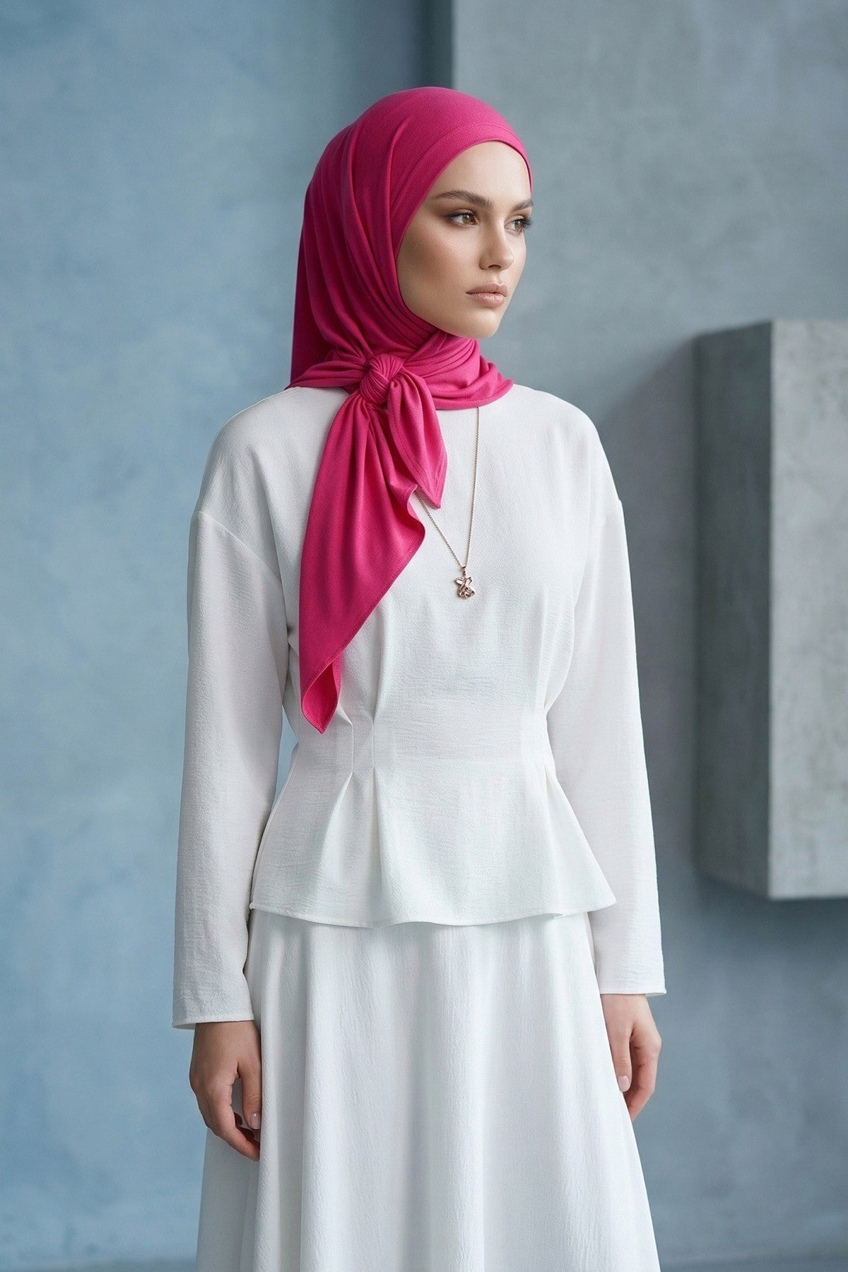 Breathable Cotton Hijab Scarf – Lightweight, Stretch, No-Slip Triangle Scarf for Everyday Comfort,B-41 Fuchsia