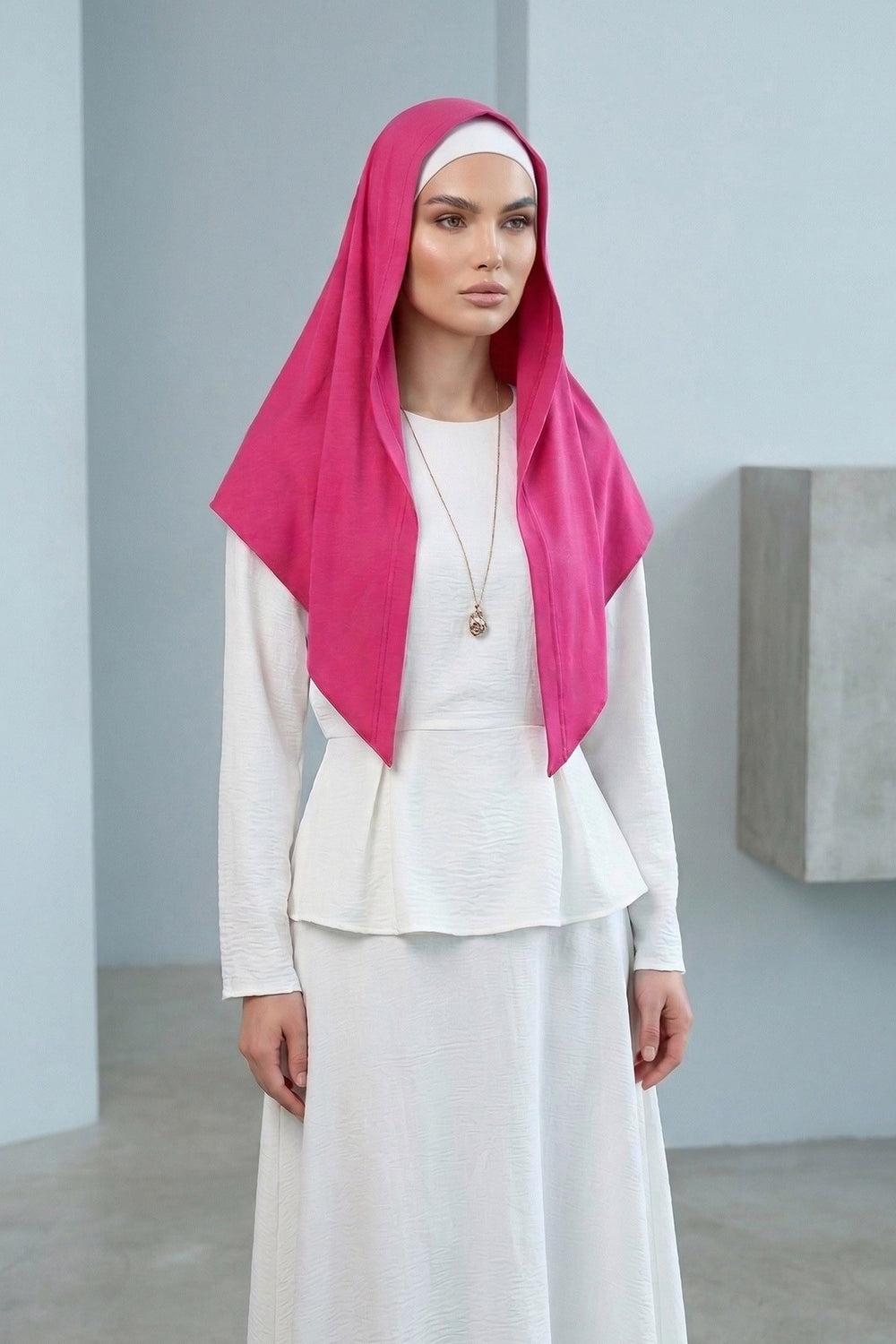 Breathable Cotton Hijab Scarf – Lightweight, Stretch, No-Slip Triangle Scarf for Everyday Comfort,B-41 Fuchsia