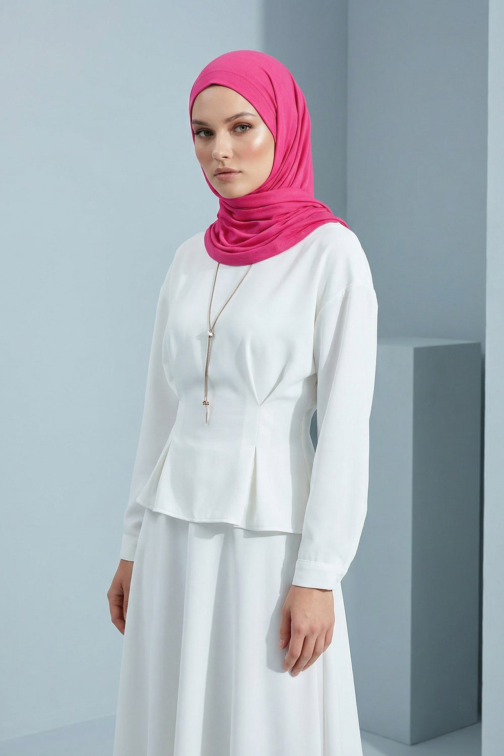 Breathable Cotton Hijab Scarf – Lightweight, Stretch, No-Slip Triangle Scarf for Everyday Comfort,B-41 Fuchsia