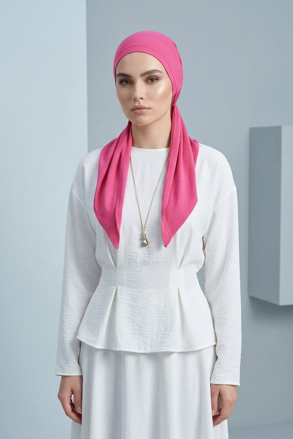 Breathable Cotton Hijab Scarf – Lightweight, Stretch, No-Slip Triangle Scarf for Everyday Comfort,B-41 Fuchsia