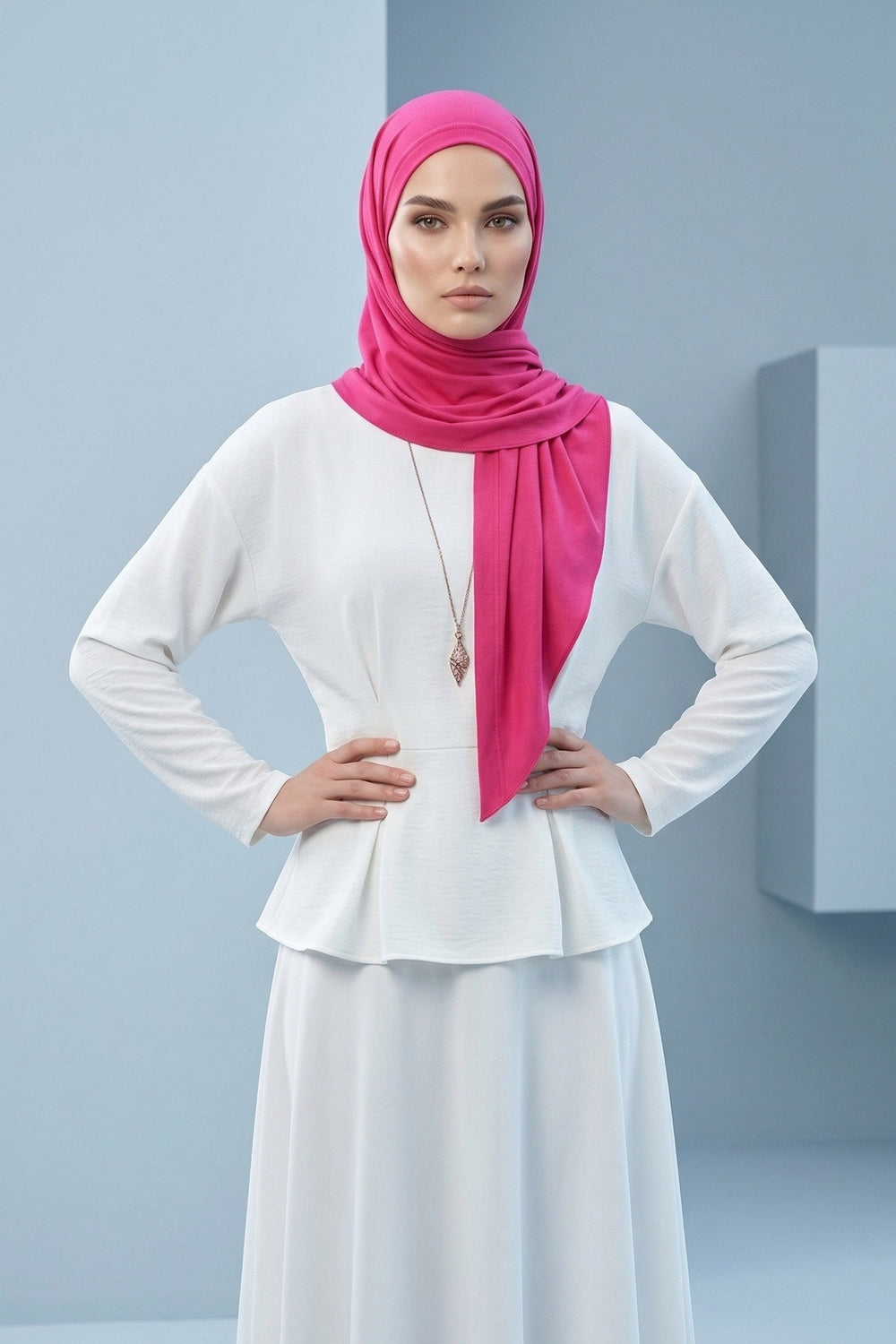 Breathable Cotton Hijab Scarf – Lightweight, Stretch, No-Slip Triangle Scarf for Everyday Comfort,B-41 Fuchsia