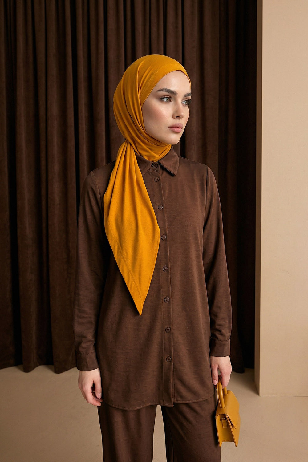 Breathable Cotton Hijab Scarf – Lightweight, Stretch, No-Slip Triangle Scarf for Everyday Comfort,B-41 Mustard Yellow