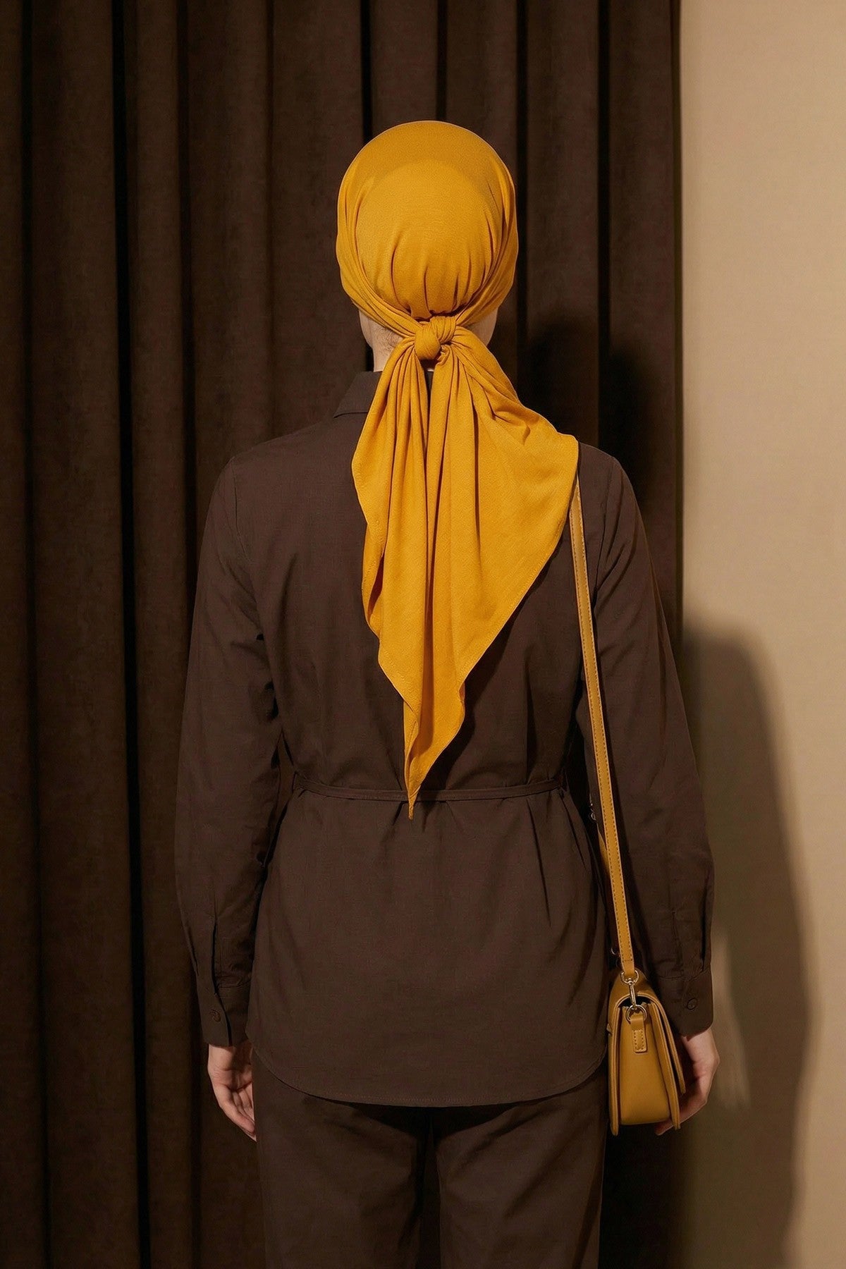Breathable Cotton Hijab Scarf – Lightweight, Stretch, No-Slip Triangle Scarf for Everyday Comfort,B-41 Mustard Yellow