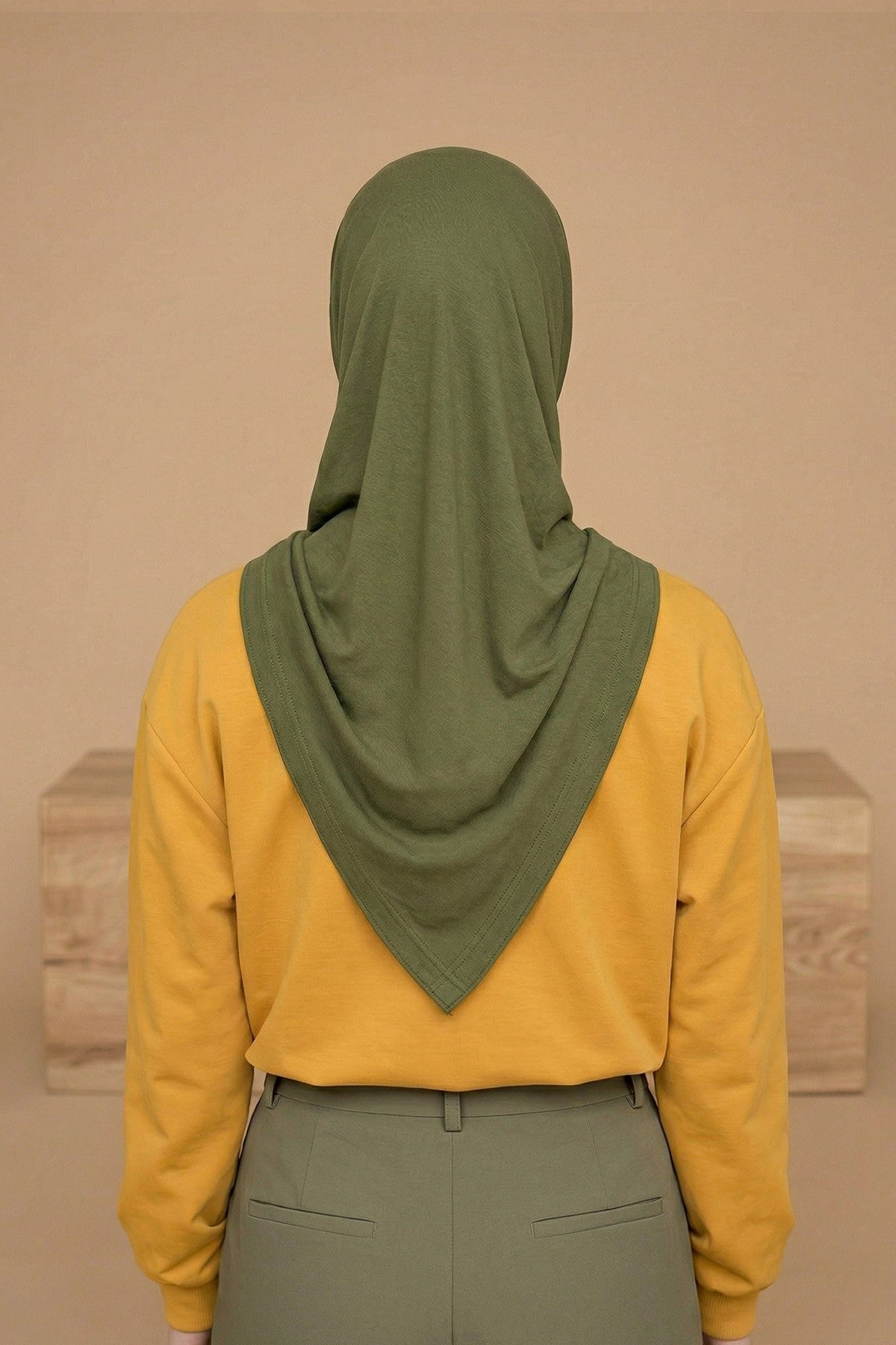 Breathable Cotton Hijab Scarf – Lightweight, Stretch, No-Slip Triangle Scarf for Everyday Comfort,B-41 Army Green