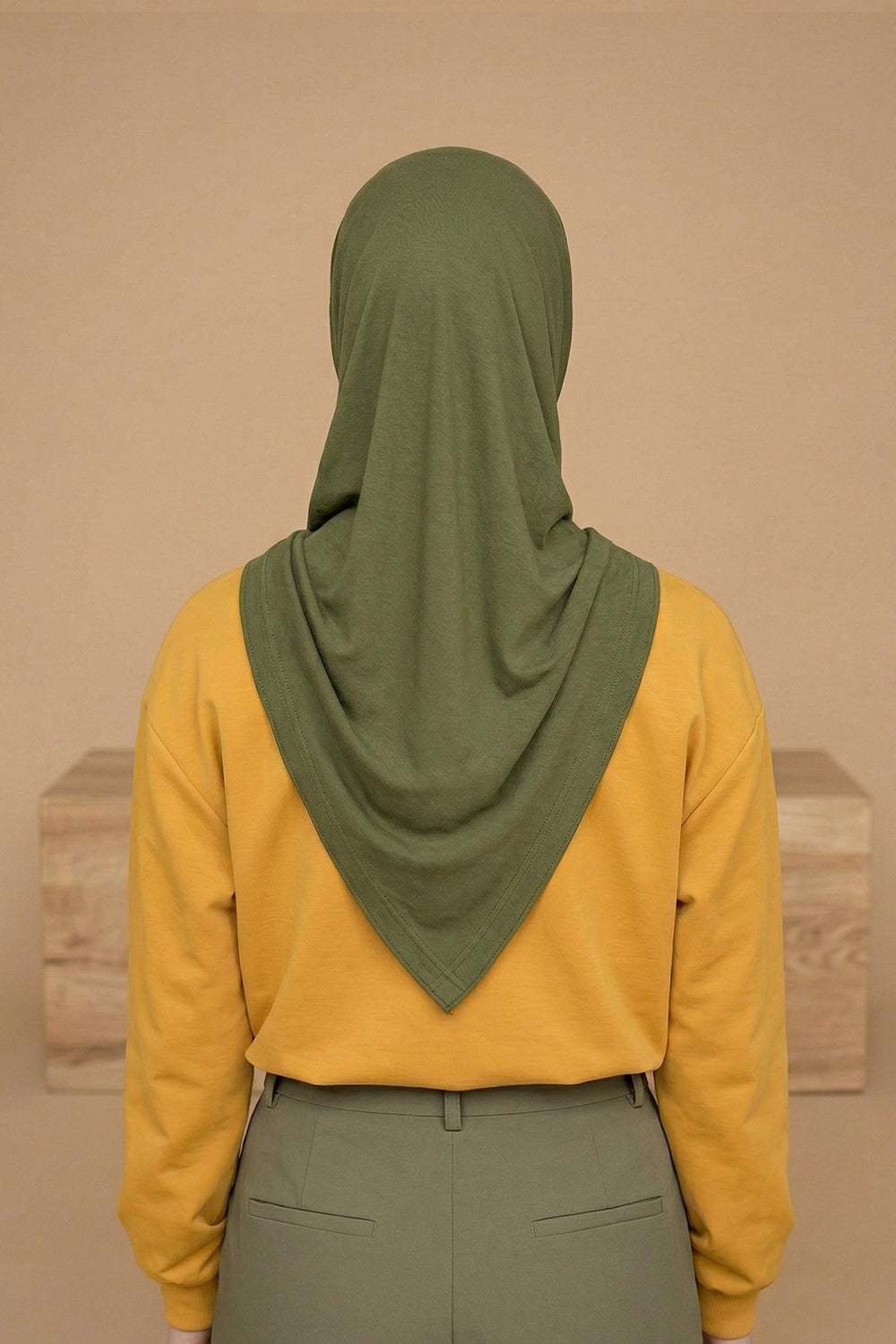 Breathable Cotton Hijab Scarf – Lightweight, Stretch, No-Slip Triangle Scarf for Everyday Comfort,B-41 Army Green