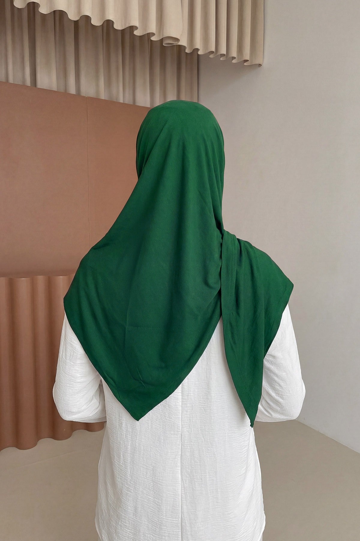 Breathable Cotton Hijab Scarf – Lightweight, Stretch, No-Slip Triangle Scarf for Everyday Comfort,B-41 Green